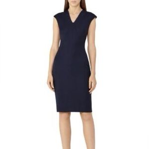 Reiss Indi Wool Navy Midi Dress Sz UK 6